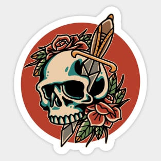 skull and roses Sticker